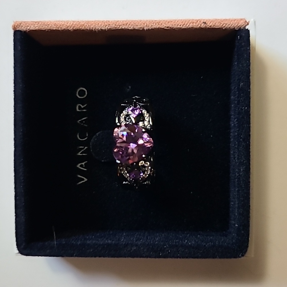 Gothic Arrow Wing Ring Women Amethyst Purple Heart